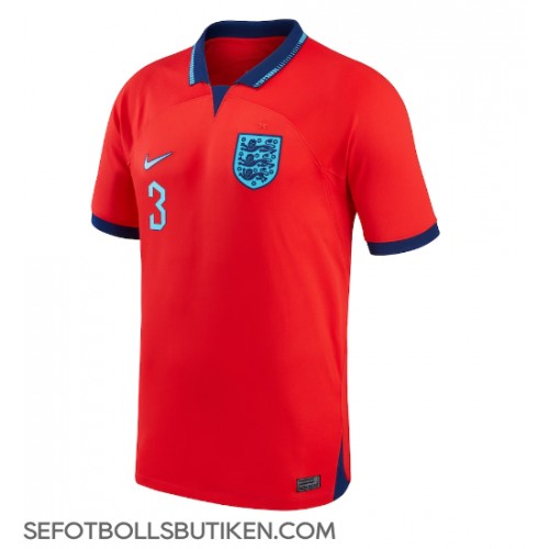 England Luke Shaw #3 Replika Borta matchkläder VM 2022 Korta ärmar